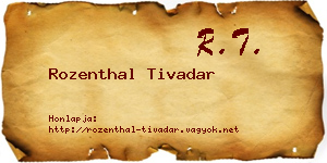 Rozenthal Tivadar névjegykártya